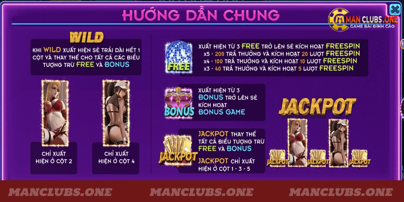 Hướng dẫn cách chơi game quay slot Night Club Lady tại Manclub